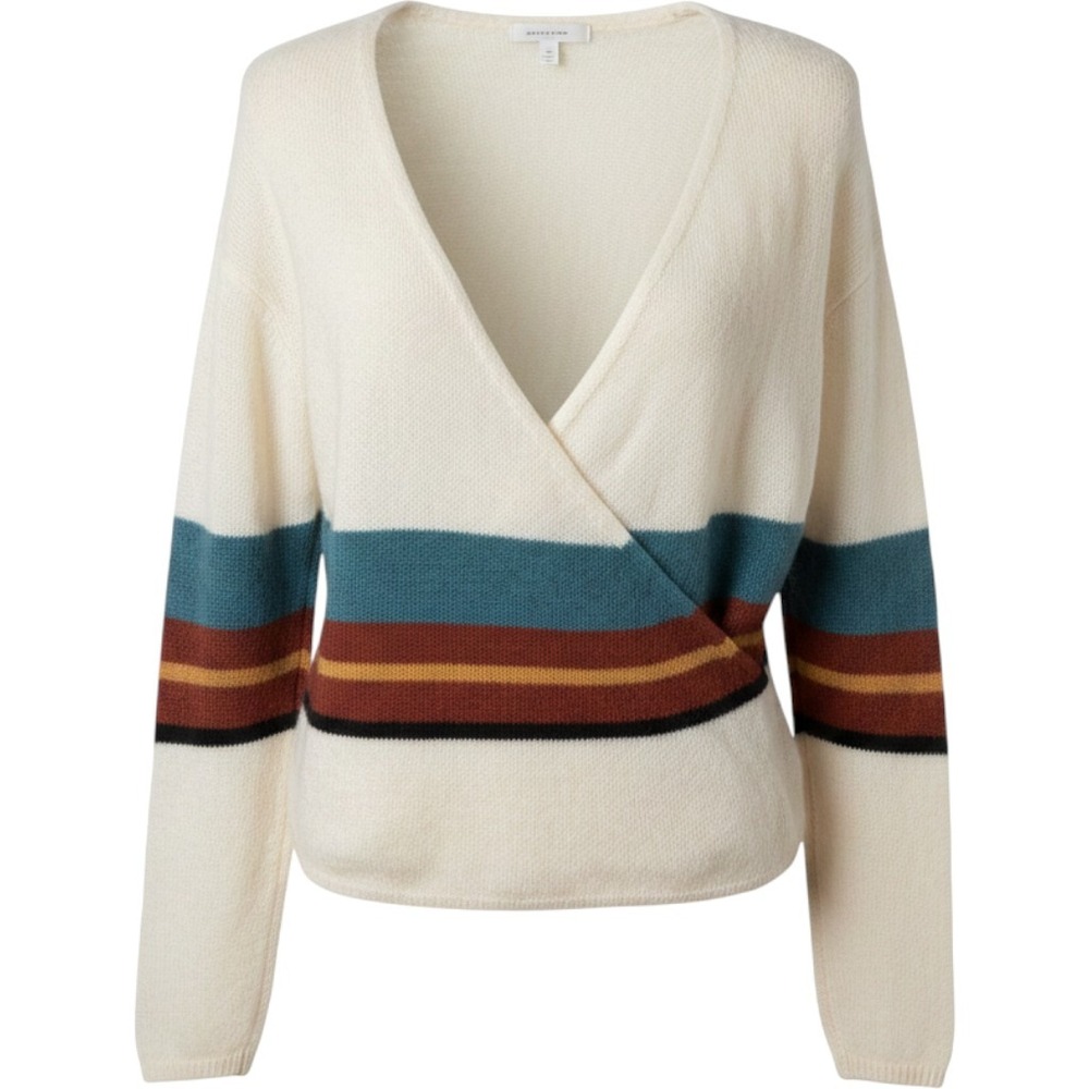 O'Neill Surplice White Retro Coastal Boho Wrap Striped Sweater Womens Size L